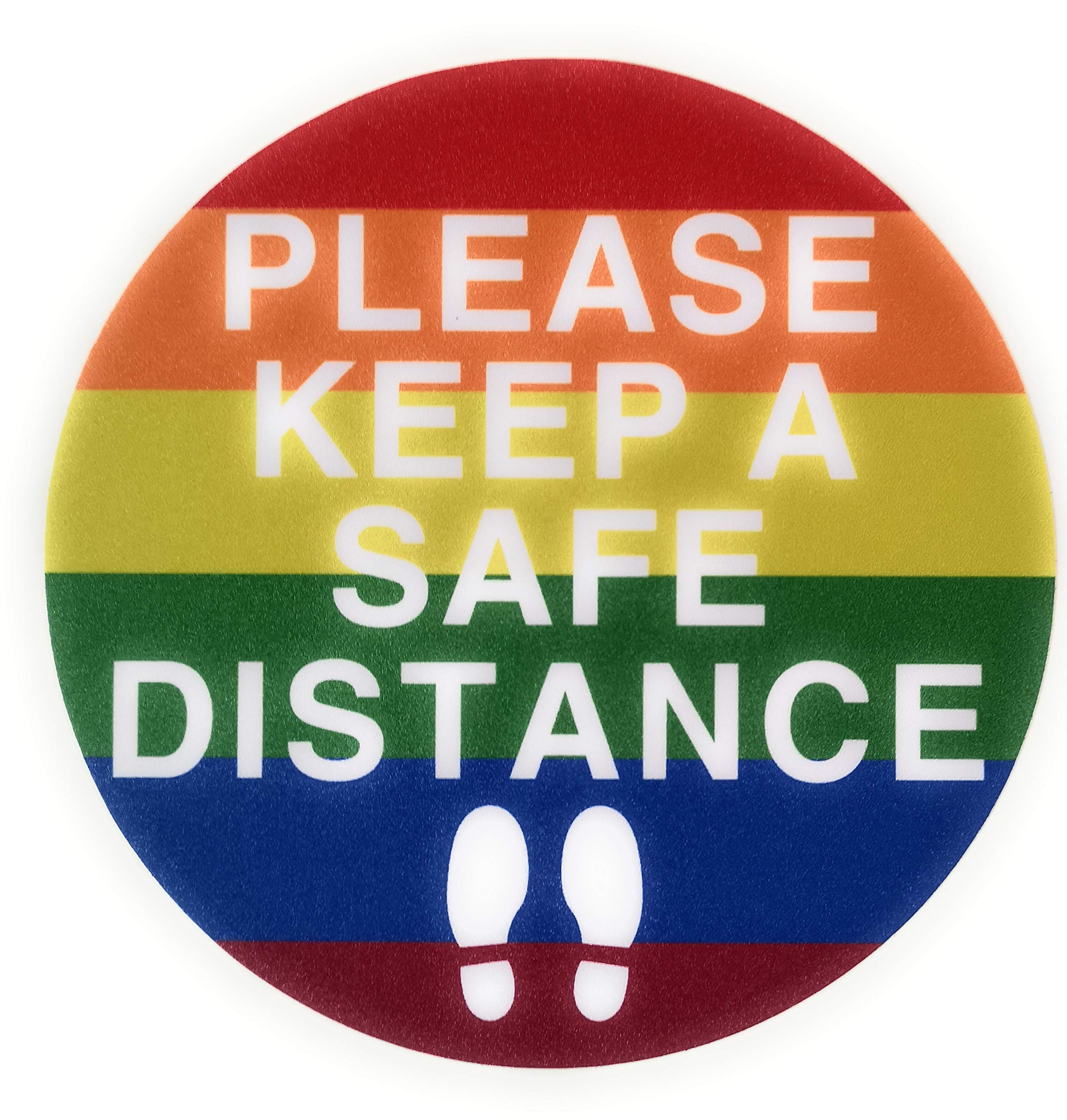 Social Distancing Child Friendly Rainbow Self Adhesive Anti-Slip Floor Vinyl Floor Sign Stickers Keep Your Distance 2m Apart - Rainbow 22 by 22 cm Heavy Duty Rigid Vinyl