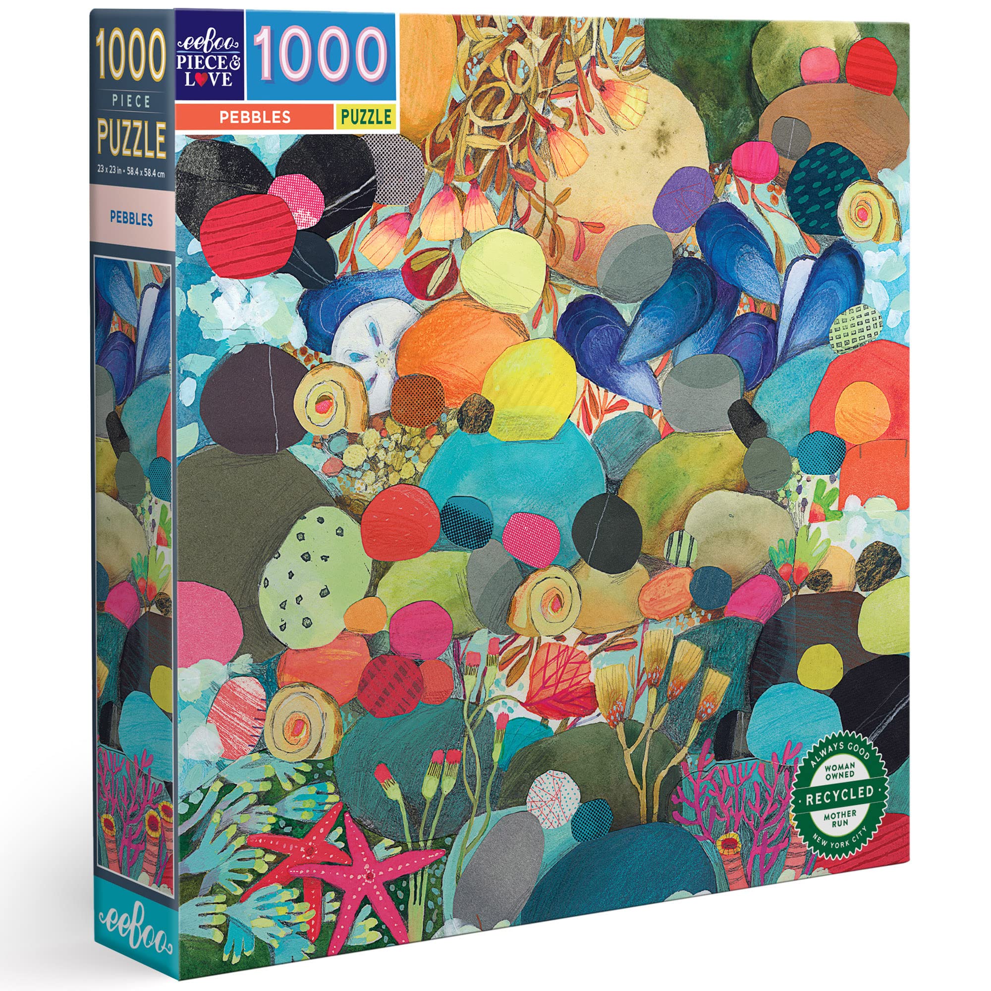 eeBoo Piece and Love Pebbles 1000 Piece Square Adult Jigsaw Puzzle/Ages 14+ (PZTPEB)