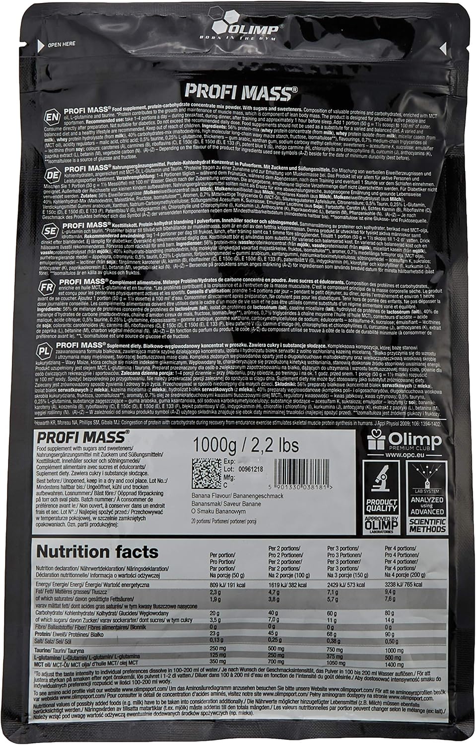 Olimp Profi Mass 1000g - Banana, 1 kg (Pack of 1) - Image 4