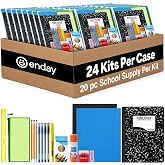 Bulk School Supplies for Kids | (20 Piece) Back to School Supplies in Each Kit, Premium Quality Kids School Supply for Girls &amp; Boys, Kindergarten, Elementary, K-12 - By Enday