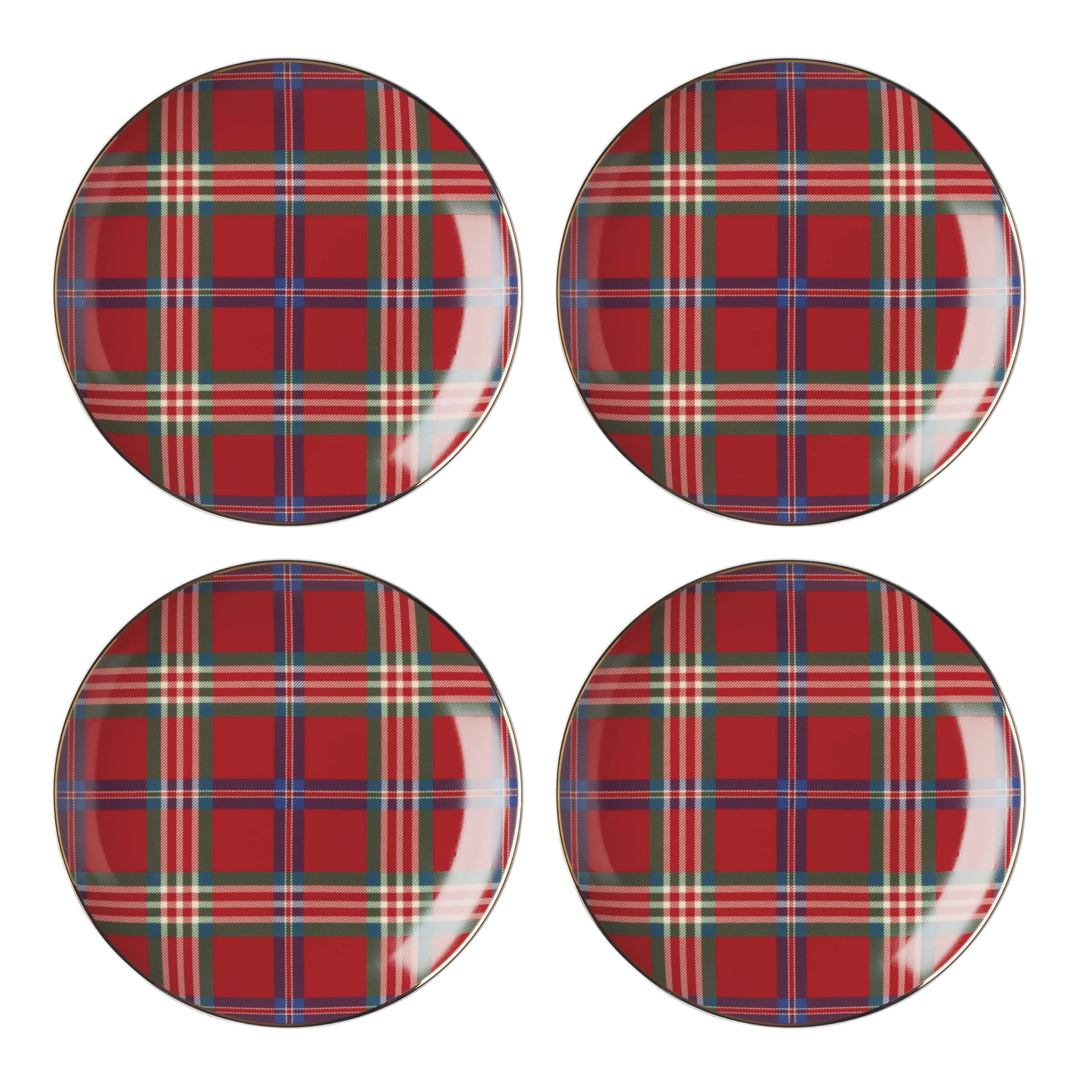 Photo 1 of Lenox 896528 Holiday Red Tartan Accent Plates, Set of 4, Christmas Dinnerware, Hosting