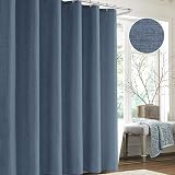Linen Look Shower Curtain 182 x 214 cm Navy with Metal Hooks view 5