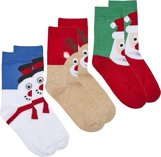Kids Children Girls Boys Xmas Christmas Themed Cotton Rich Socks White