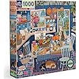 eeBoo Piece and Love Blue Kitchen 1000 Piece Square Adult Jigsaw Puzzle/Ages 14+ (PZTBUK)