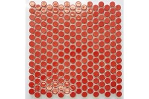 HOME ELEMENTS Red Round Porcelain Mosaic Tile Kitchen Backsplash Bathroom Tile Wall Tile Floor Tile (Full Sheet)