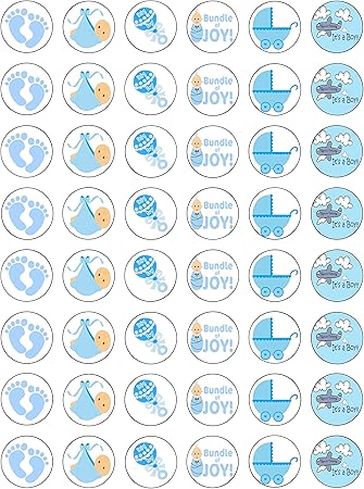 48 Eetbare Wafer Papier Prachtige Baby Boy Douche Cake Toppers Decoraties Amazon Nl