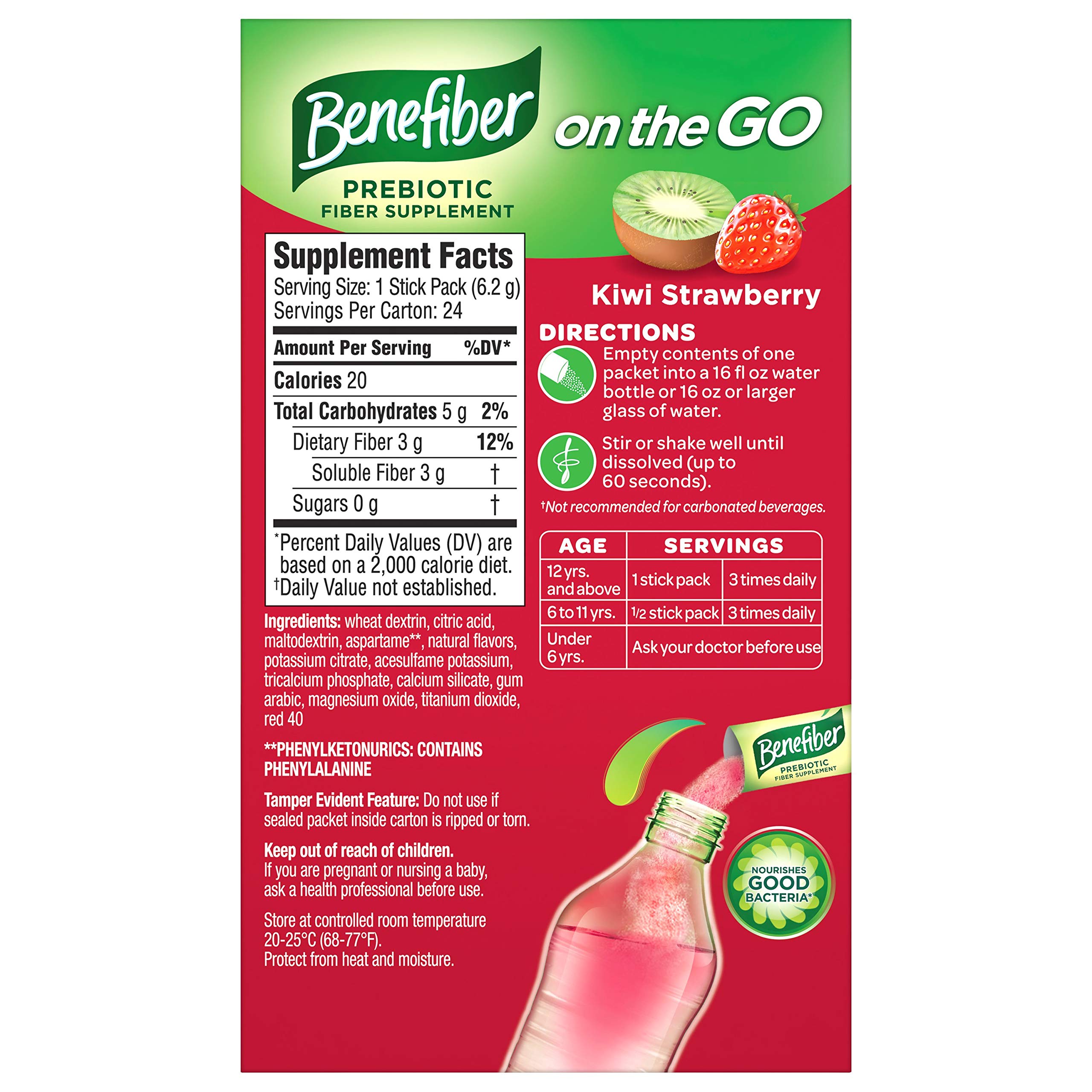 Benefiber KiwiStrawberry TasteFree, SugarFree Fiber Supplement Stick