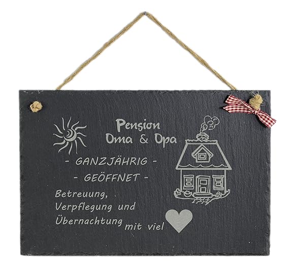 Feiner-Tropfen Schiefertafel 30x20 cm groß Pension Oma und Opa II