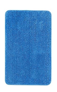 andiamo Microfaser Badteppich Größen-Oeko-Tex 100-Badvorleger eckig Badematte Polyester blau 50x80 cm