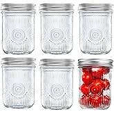 Amzcku 16oz vintage Mason Jars with Lids, Wide Mouth Canning Jar, Safe For Storage, Canning, Pickling, Preserving, Fermenting, DIY Crafts & Decor 6 Pack