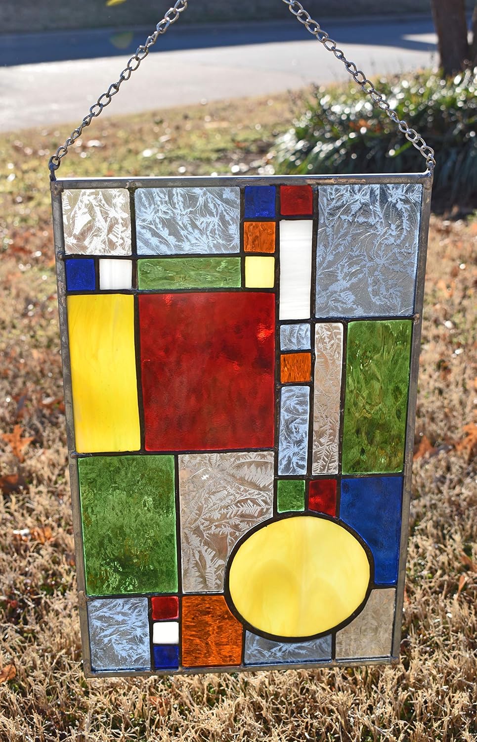 Stained Glass Artwork, Multi Colored Panel Handmade