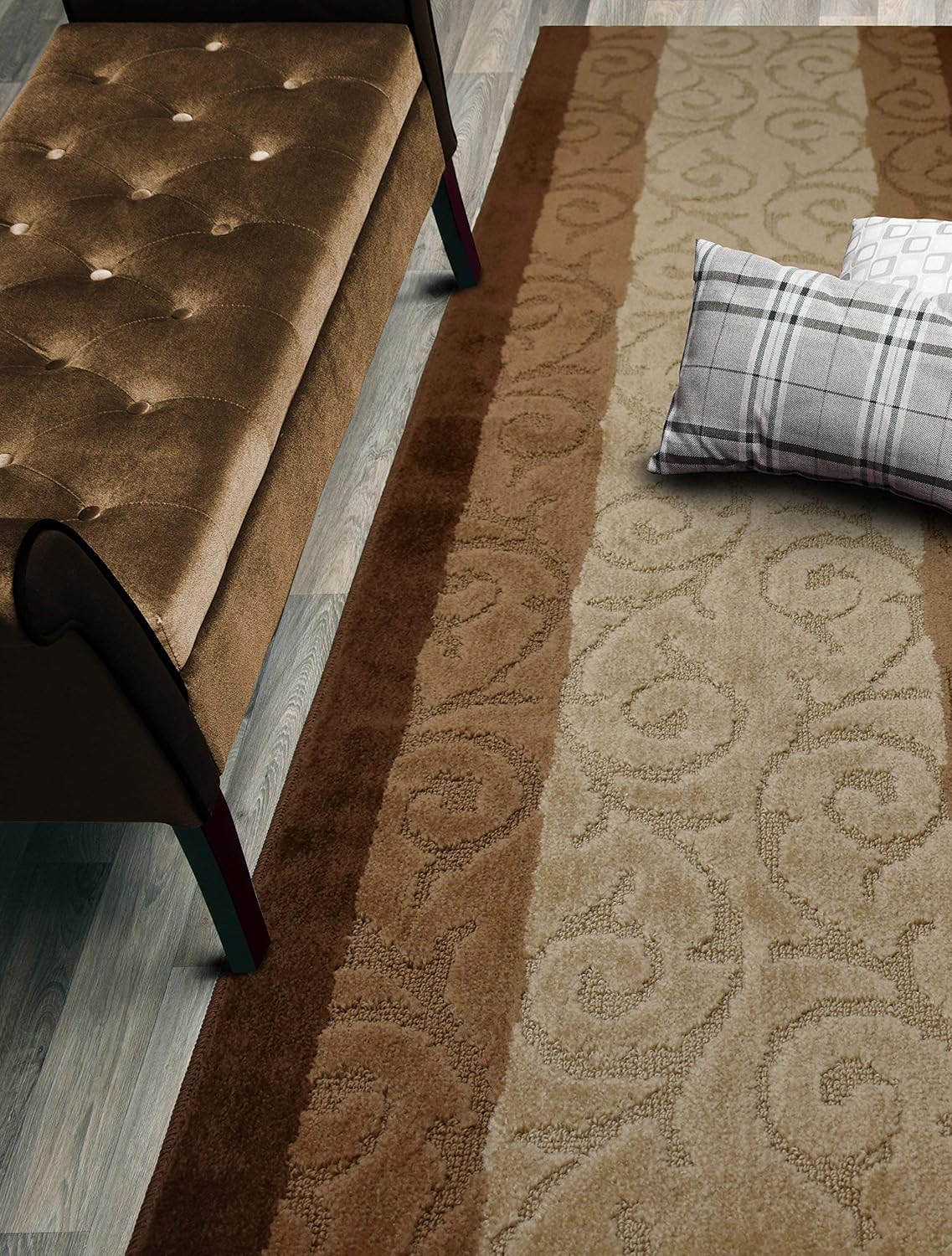 Custom Size Scroll Hallway Runner Rug Slip Resistant, 26