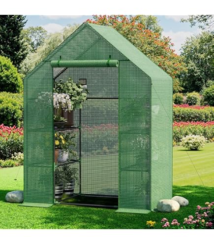 Amazon.com : Giantex Walk-in Lean-to Greenhouse - with 3-Tier