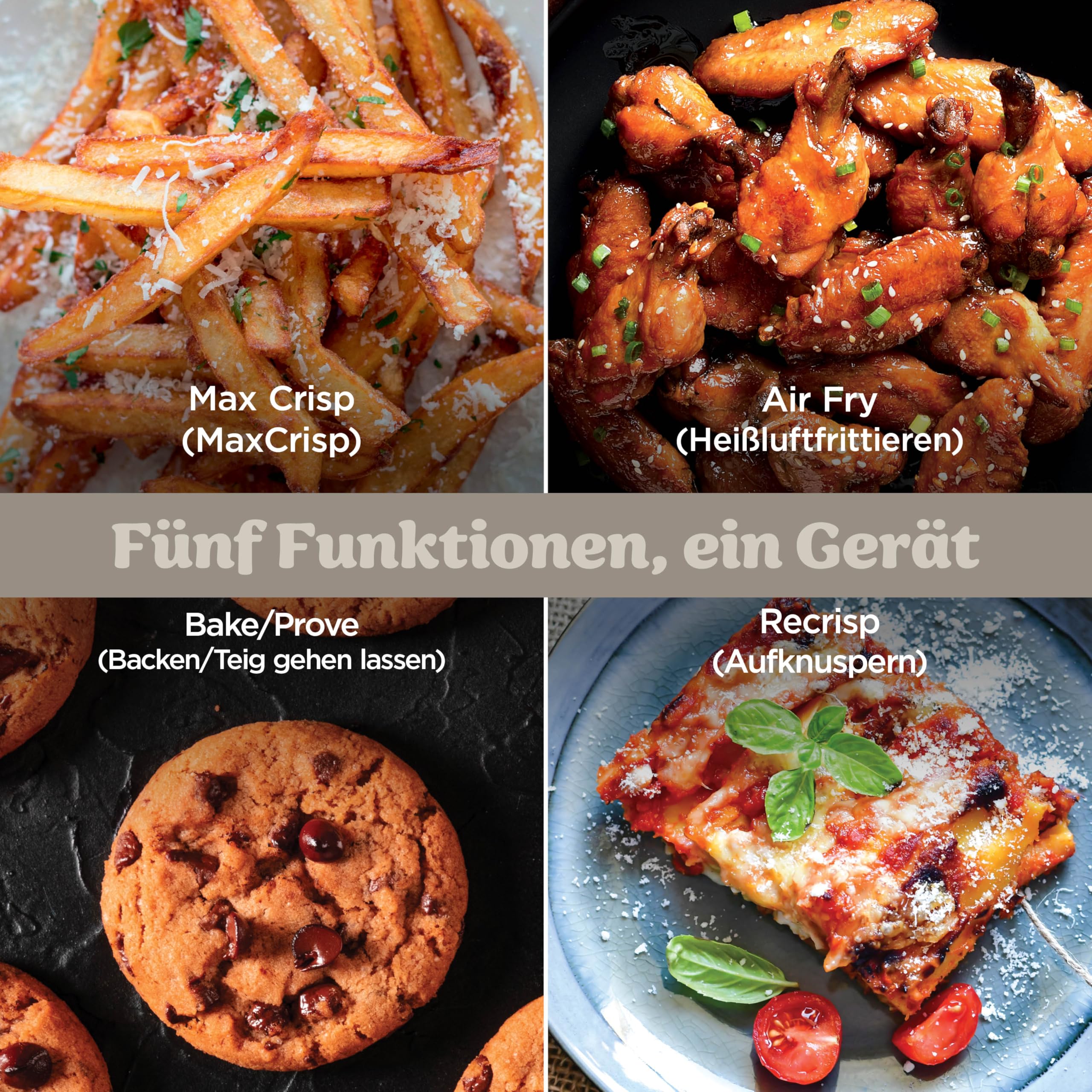 Ninja CRISPi PRO XL Glas-Heißluftfritteuse (Air-Fryer), 5 voreingestellte Zubereitungsfunktionen, inkl. CleanCrisp-Glasbehälter (5,7 l und 2,3 l) und Aufbewahrungsdeckel, Stone Gold AS090EUSD 8