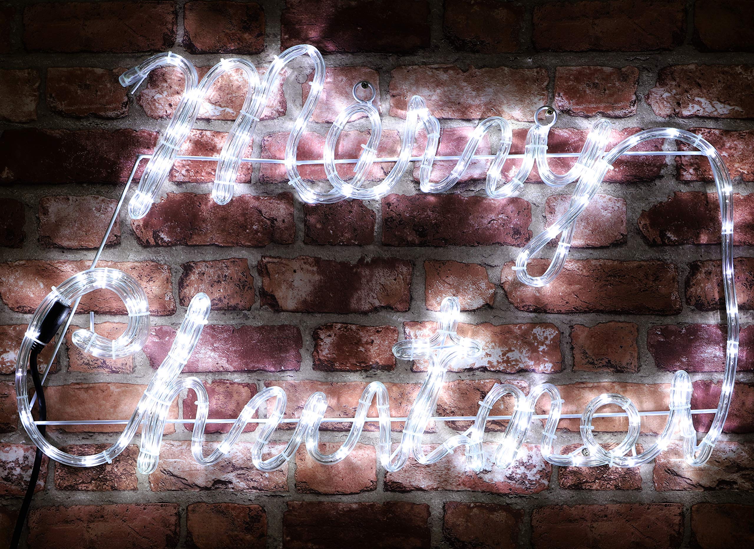 Christmas Concepts® Rope Light Merry Christmas Sign with White LED Lights with Sparkle Feature 72cm x 42cm