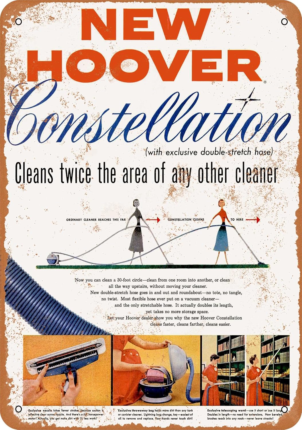 Wall-Color 7 x 10 Metal Sign - 1955 Hoover Constellation Vacuum Cleaners - Vintage Look