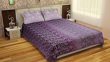MAFATLAL Premium Dark Cotton Bedsheet Double with 2 Pillow Covers - Queen Size, Purple