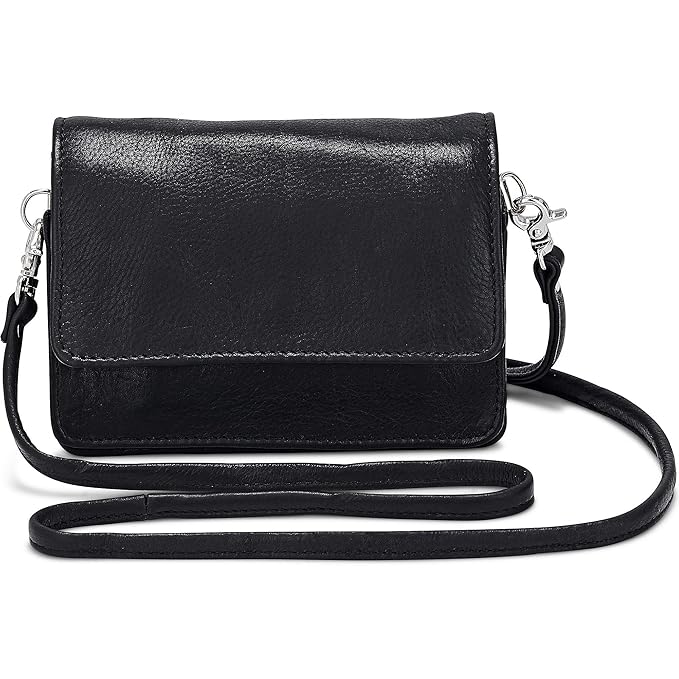 Cox Damen Damen Mini-Bag aus Leder, Umhängetasche in Schwarz mit abnehmbarem Schulter-Riemen (15 x 11 x 4 cm) schwarz OneSize