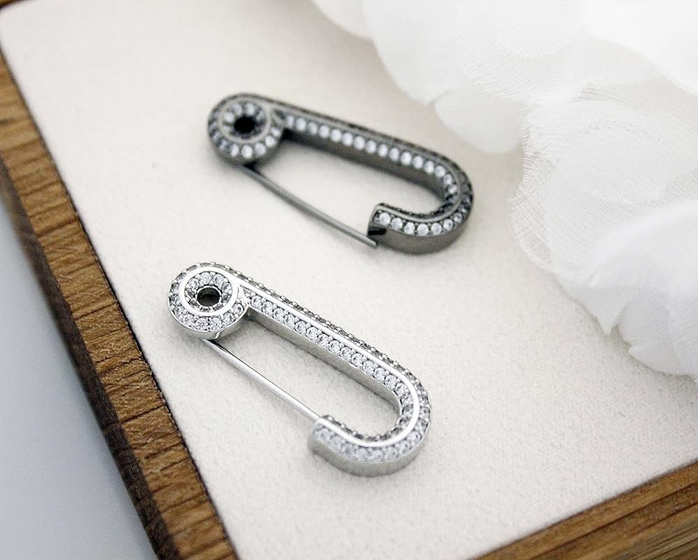 Cubic detail Safety Pin Ear cuff earrings ,Safety Pin ear pin Handmade