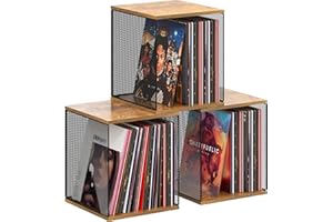Dmevkic 3 Cube Vinyl Record Storage DIY Stackable 120-150 Records Visualize Album Storage Record Storage Crate