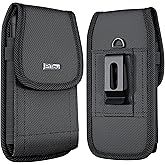 PiTau Belt Holster for iPhone 16 16e 16Pro 15 Pro 14 13 12 11 Xs X XR, Samsung Galaxy S25 S24 S23 S22 S21, Nylon Cell Phone Case with Clip, Pouch Holder Cover, Fits Protective Case, Black