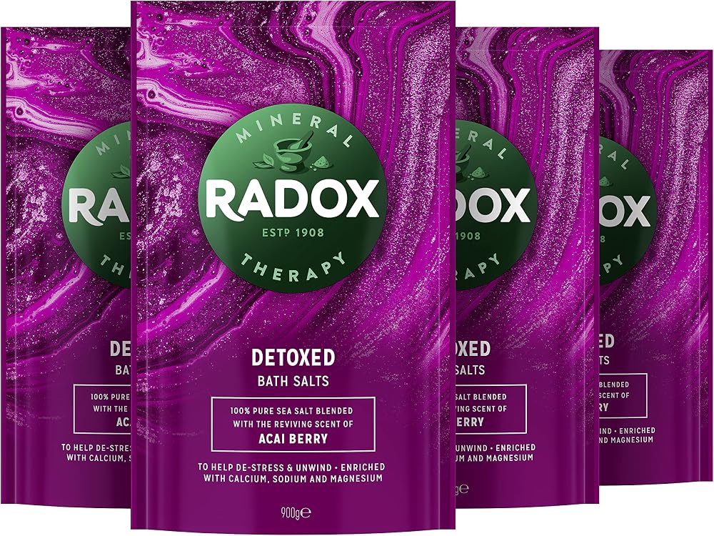 Radox Mineral Therapy Detoxed Bath Salts Açaí Berry 4x 900g Relaxing Bath Soak