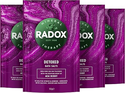 Radox Mineral Therapy Detoxed Bath Salts Açaí Berry 4x 900g Relaxing Bath Soak