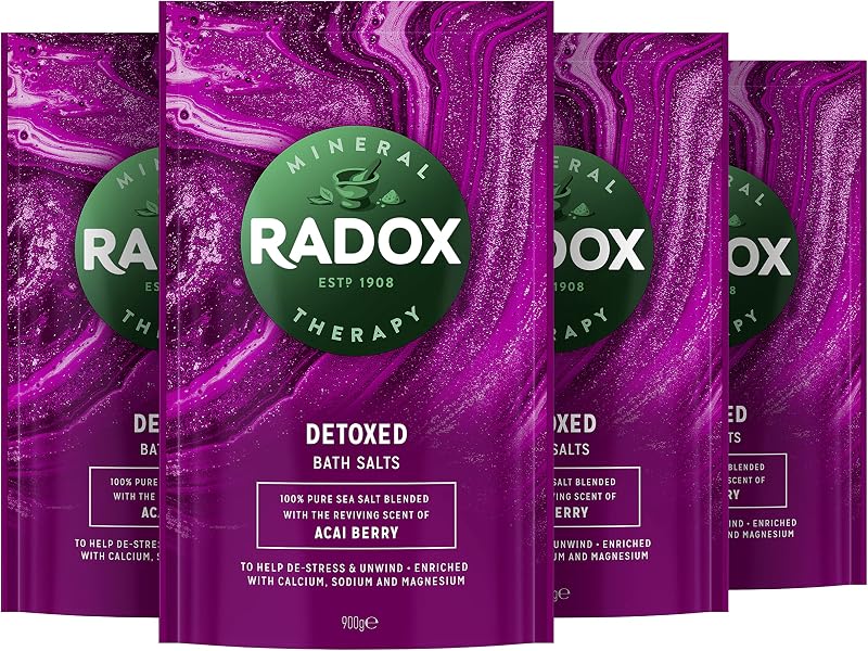 Radox Mineral Therapy Detoxed Bath Salts Açaí Berry 4x 900g Relaxing Bath Soak