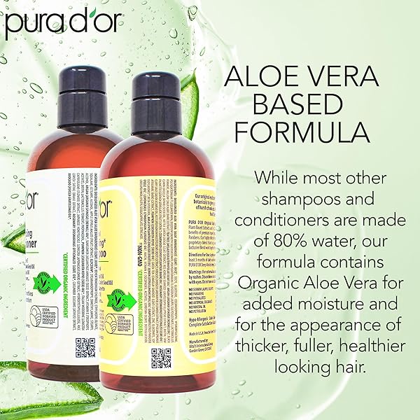 PURA D’OR ANTI-THINNING BIOTIN SHAMPOO & CONDITIONER ORIGINAL GOLD LABEL SET (16OZ X2) – CLINICALLY TESTED FORMULA FOR VOLUME, STRENGTH & THICKER-LOOKING HAIR – HELPS REDUCE BREAKAGE FOR WOMEN & MEN