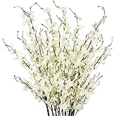 TYEERDEC Orchids Artificial Flowers, 10 Bunches Fake Silk Flowers for Decoration, Long Stem Artificial Flowers for Tall Vase Home Decor Indoor - White