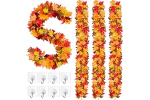 Fovths 4 Pack Maple Leaves Garland 5.8ft/Pc Artificial Fall Decorations Colorful Autumn Hanging Vine for Thanksgiving Halloween Fireplace Indoor Outdoor Decor