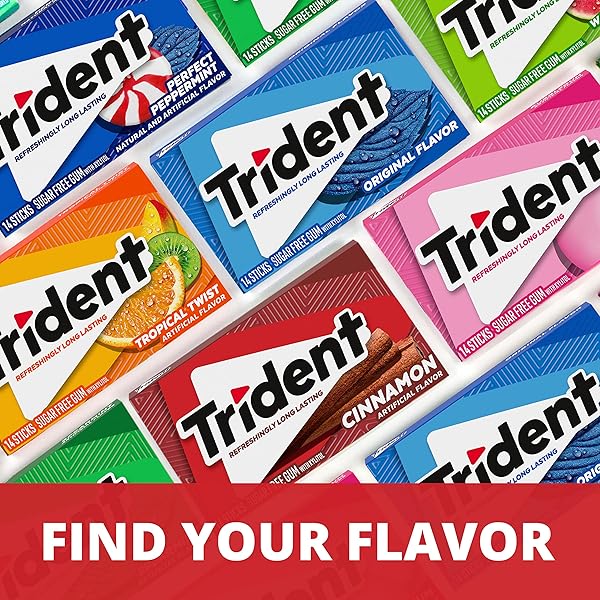TRIDENT CINNAMON SUGAR-FREE CHEWING GUM, 12 PACKS OF 14 PIECES (168 TOTAL PIECES)