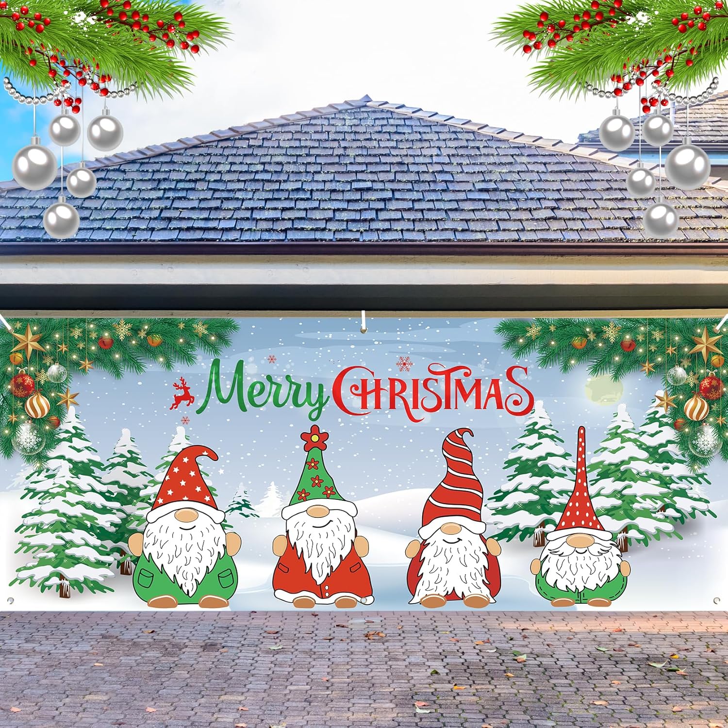 Garage Door Decorations - Christmas Garage Door Banner Garage Door Christmas Decorations Garage Door Christmas Banner Christmas Garage Door Banner Christmas Garage Door Mural Door Cover Xmas Garage Door Banner Backdrops 7x16ft