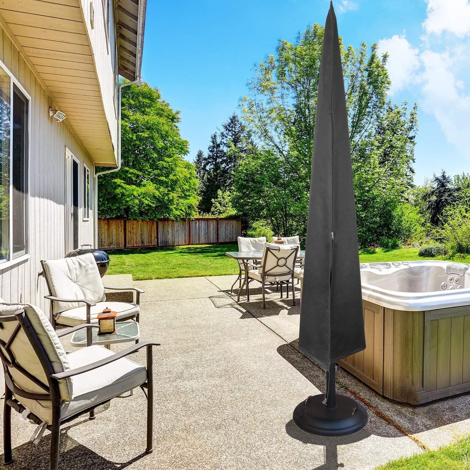 Patio Umbrella Covers Waterproof Market Parasol Covers With Zipper For 7ft To 11ft Outdoor Umbrellas Large Black Garden Outdoor Cjp Org In