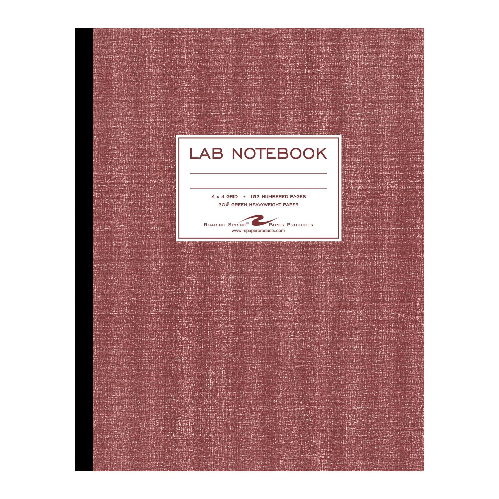 Photo 1 of Roaring Spring Oversize Lab Book with Numbered Pages, 4x4 Grid Ruled, 11.75" x 9.25", 76 Sheets/152 Numbered Pages of premium 20 lb Green Paper, Red Board Cover