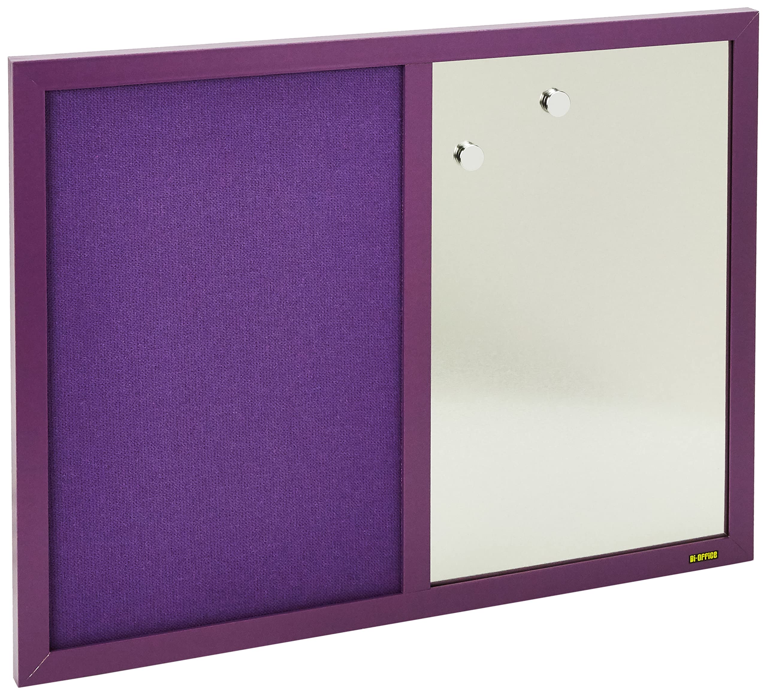 Bi-Office Combination Board Lavender, Silver Finish Magnetic Dry Erase / Purple Softtouch Notice Board, 60 x 45 cm
