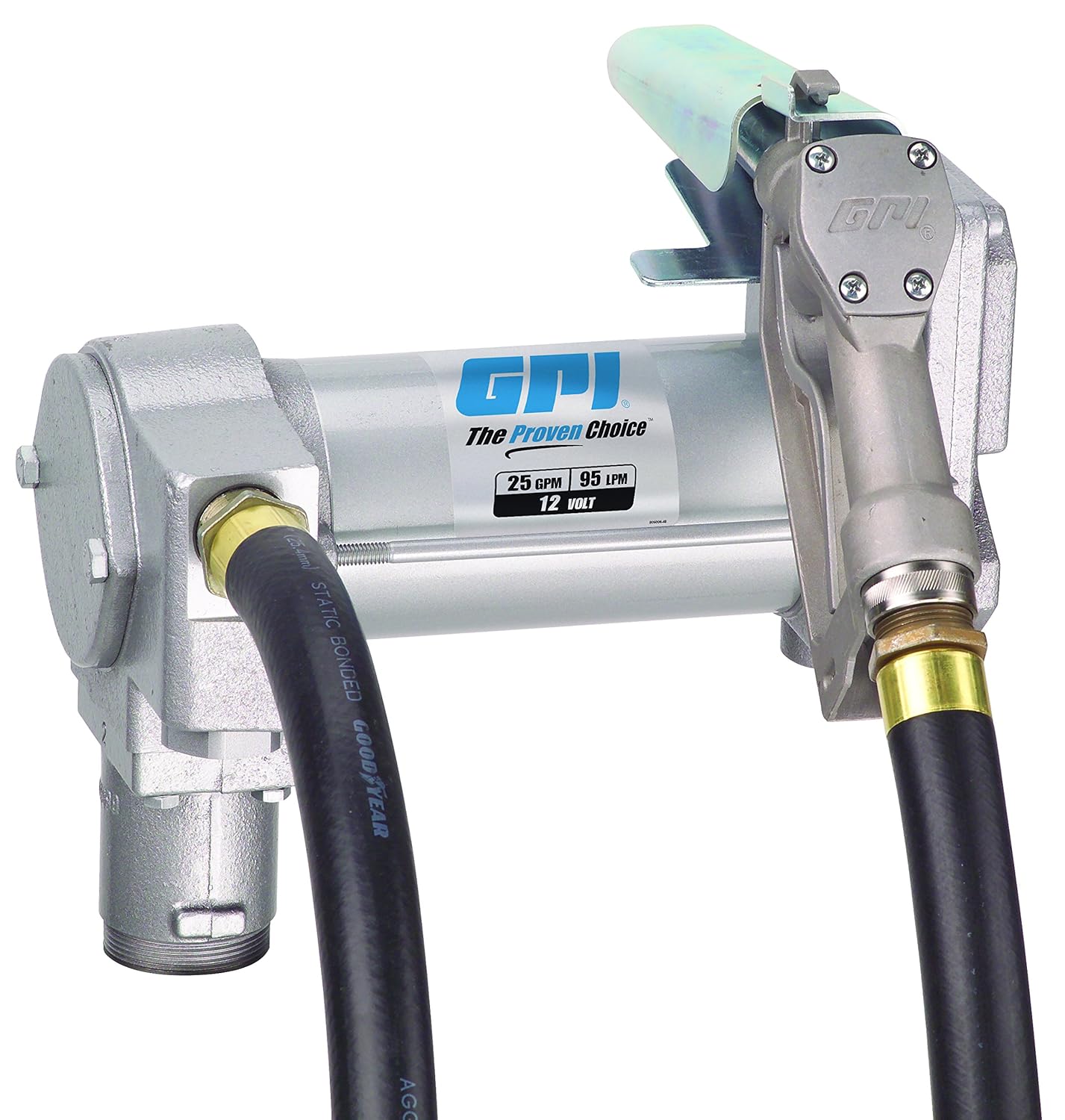 Amazon.com: GPI 133240-1, M-3025-ML High Flow Cast Iron Fuel Transfer Pump,  12-VDC, 25 GPM, 1-Inch NPT X 18-Foot Fuel Hose, Manual Leaded Nozzle, ...
