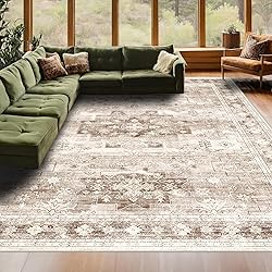 Washable Farmhouse Living Room Rug, 9x12 Area Rugs