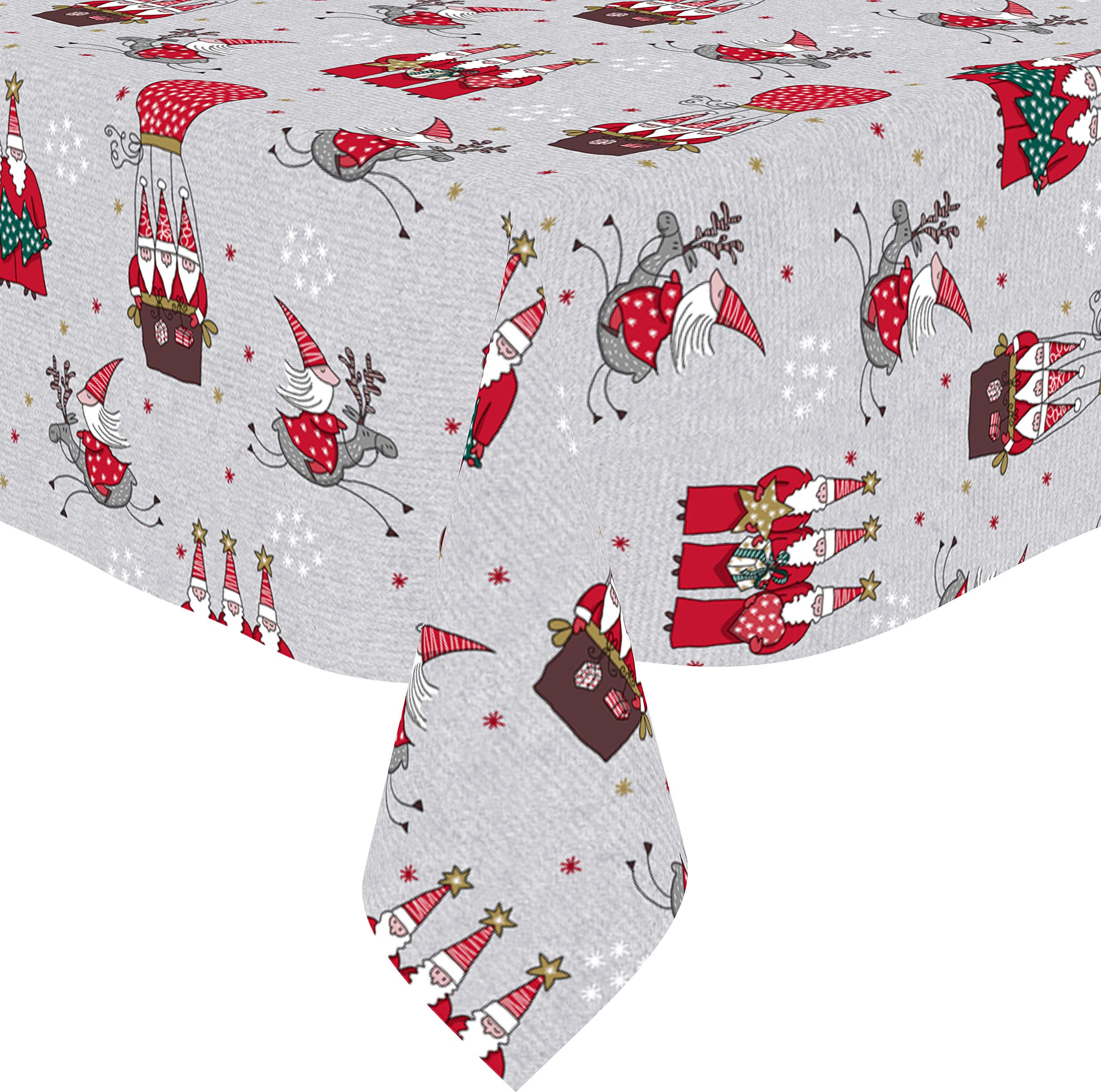 Karina Home Santa Lapland Christmas PVC Wipe Clean Tablecloth (Silver Grey, 200cm x 140cm)