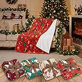 Buryeah 4 Pack Queen Size Christmas Throw Blankets Bulk for Bed Sofa Couch Snowman Gifts Santa Gingerbread Xmas Tree Soft Cozy Christmas Plush Flannel Blanket Home Decor Xmas Supplies, 60 x 80 Inches