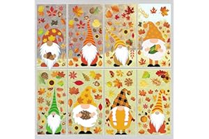 Joy Bang 162 Pcs Fall Window Clings for Glass Window - Double Sided Thanksgiving Gnomes Leaves Window Stickers Decals Decor for Home Office Classroom Party, Thanksgiving Window Decorations Indoor