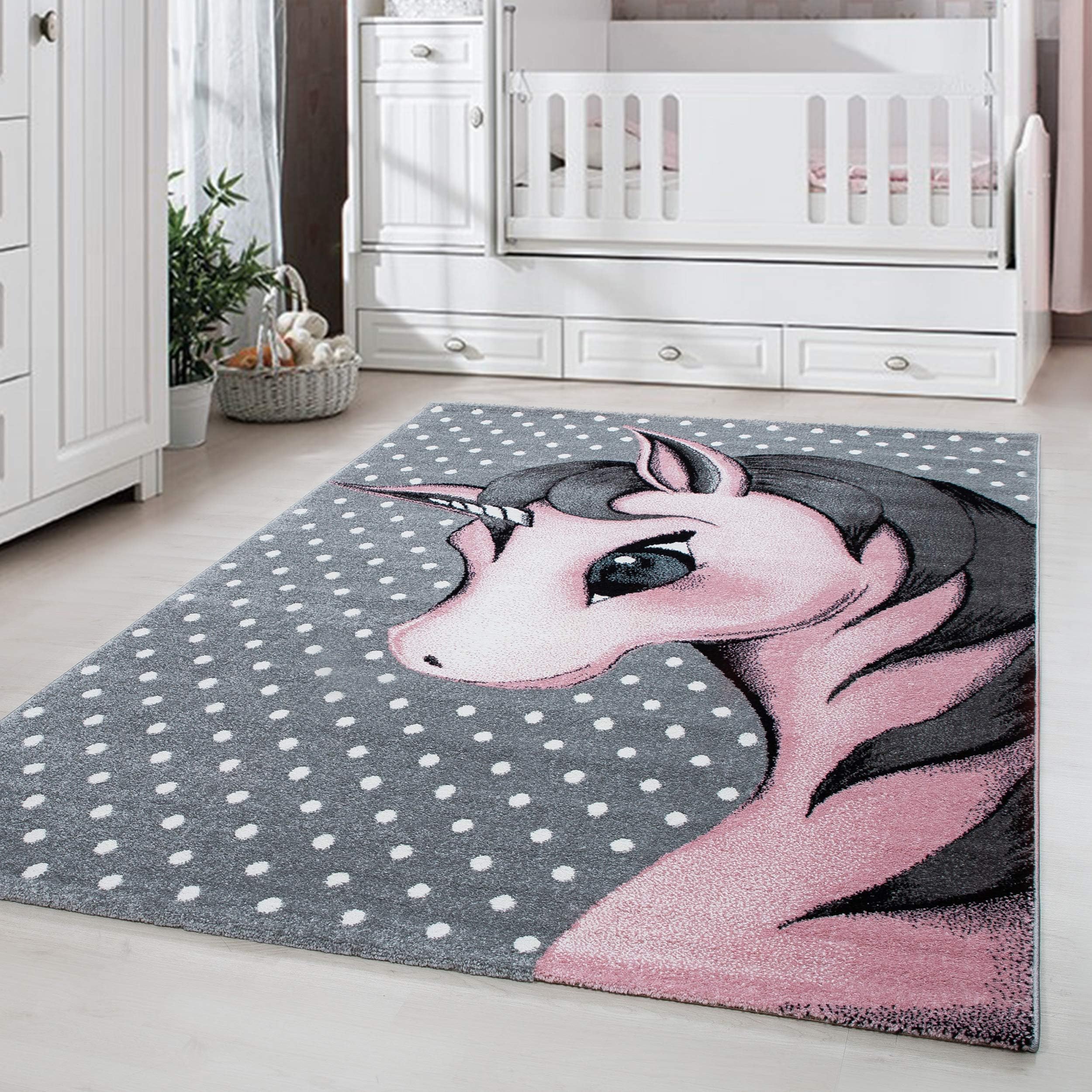 kidsroom carpets rugs babyroom short pile Unicorn design with oeko tex standarts, Size:160x230 cm