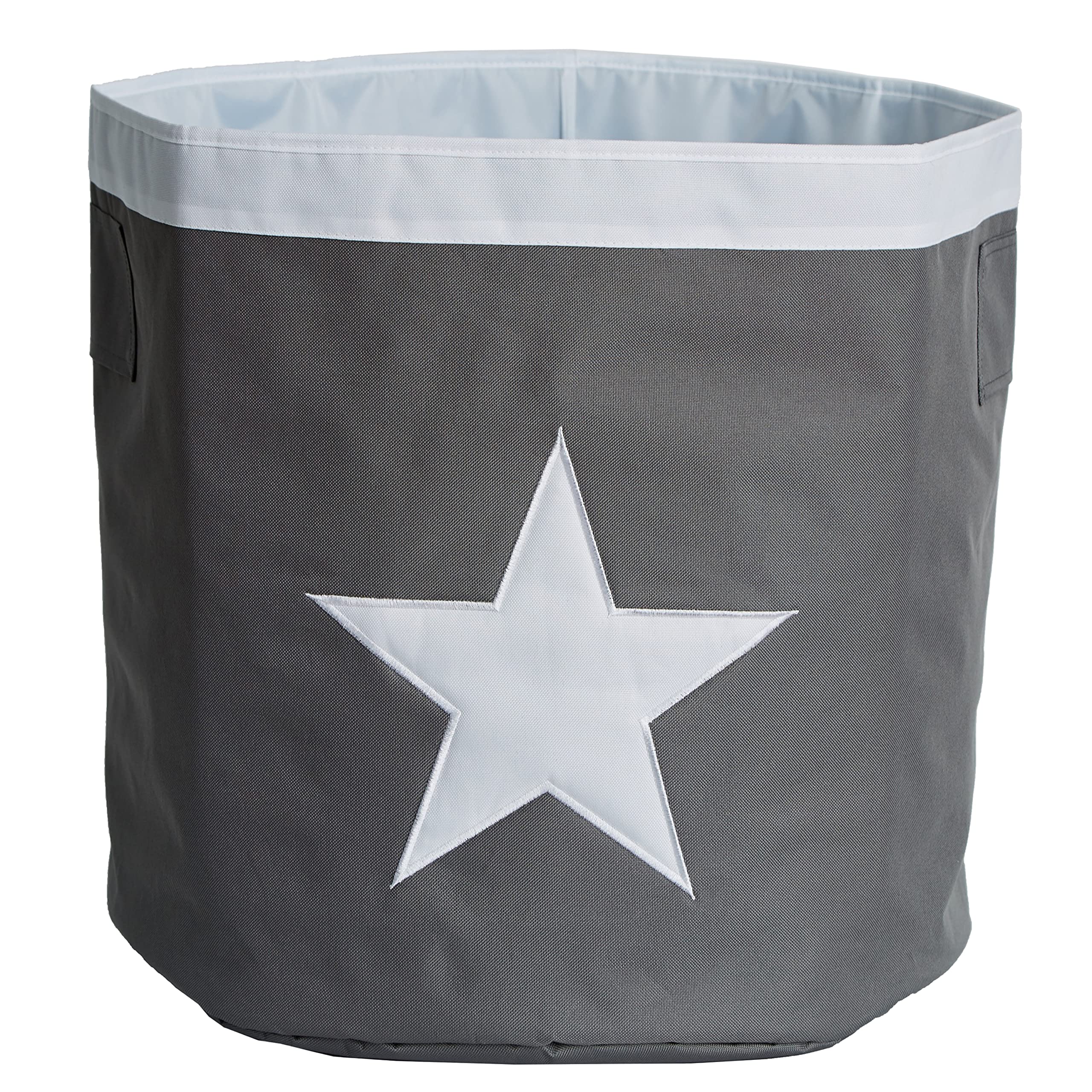 Store It 671732 Large Storage Basket with Sewn On Star, Polyester, 44 x 44 x 44 cm, Grey/White