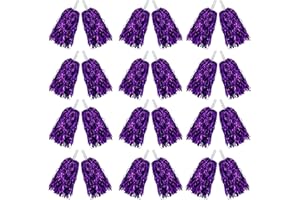 PPXMEEUDC 24PCS Cheerleading Pom Poms Metallic Foil Plastic Pom Poms with Baton Handle for Game Sports Squads Dancing Party Football Basketball Club Spirit Sports Stage Performance Celebration