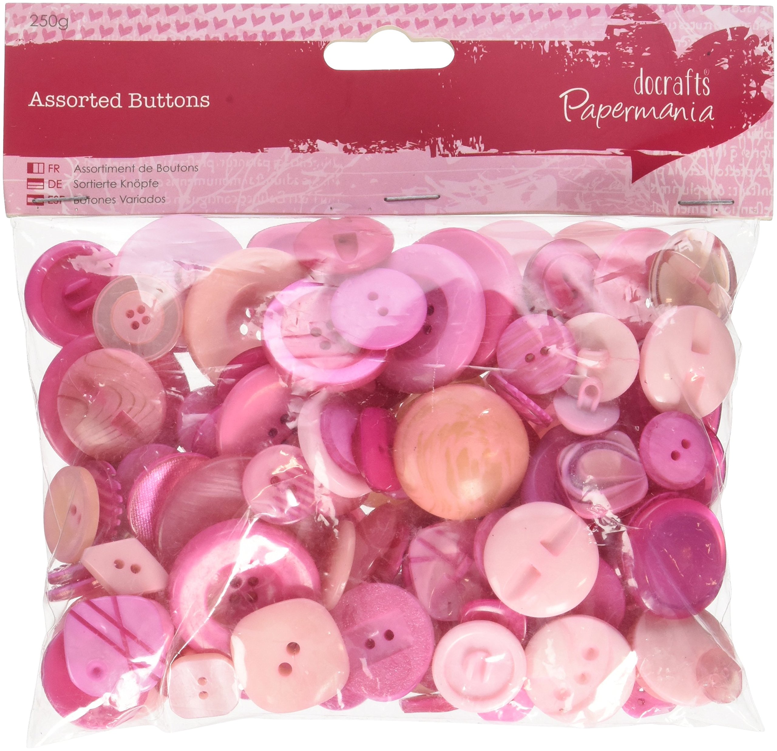 Papermania 250 g Assorted Buttons, Pink