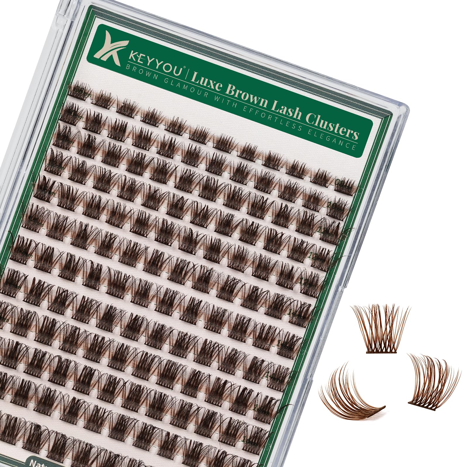 Photo 1 of KEYYOU Brown Lash Clusters 144pcs Eyelash Clusters 8-18MIX D Curl Cluster Lashes Soft Wispy Lash Clusters Natural Look Brown DIY Lash Extension At Home(Brown01-D-8-18MIX)