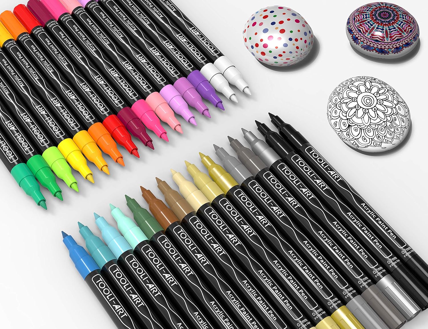TOOLI-ART Acrylic Paint Pens Assorted Vibrant Markers for Rock Painting Canvas, Glass, Mugs, Wood, Fabric, Metal - Image 3