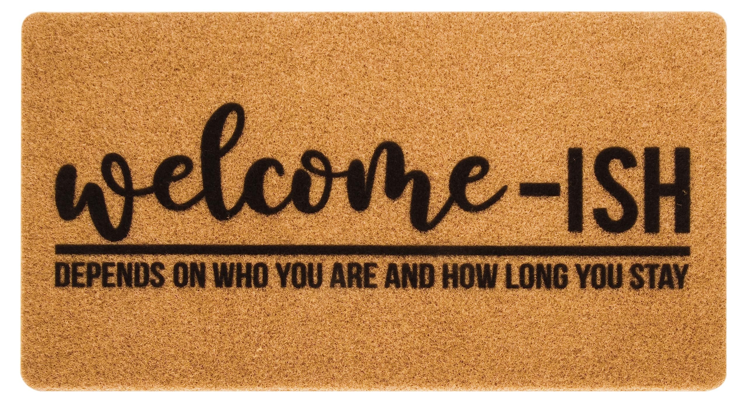JowTreex Welcome Mats for Front Door - Outdoor Entrance Welcome Ish Doormat Non-Slip Rubber Mat Indoor Decor 43x75 cm