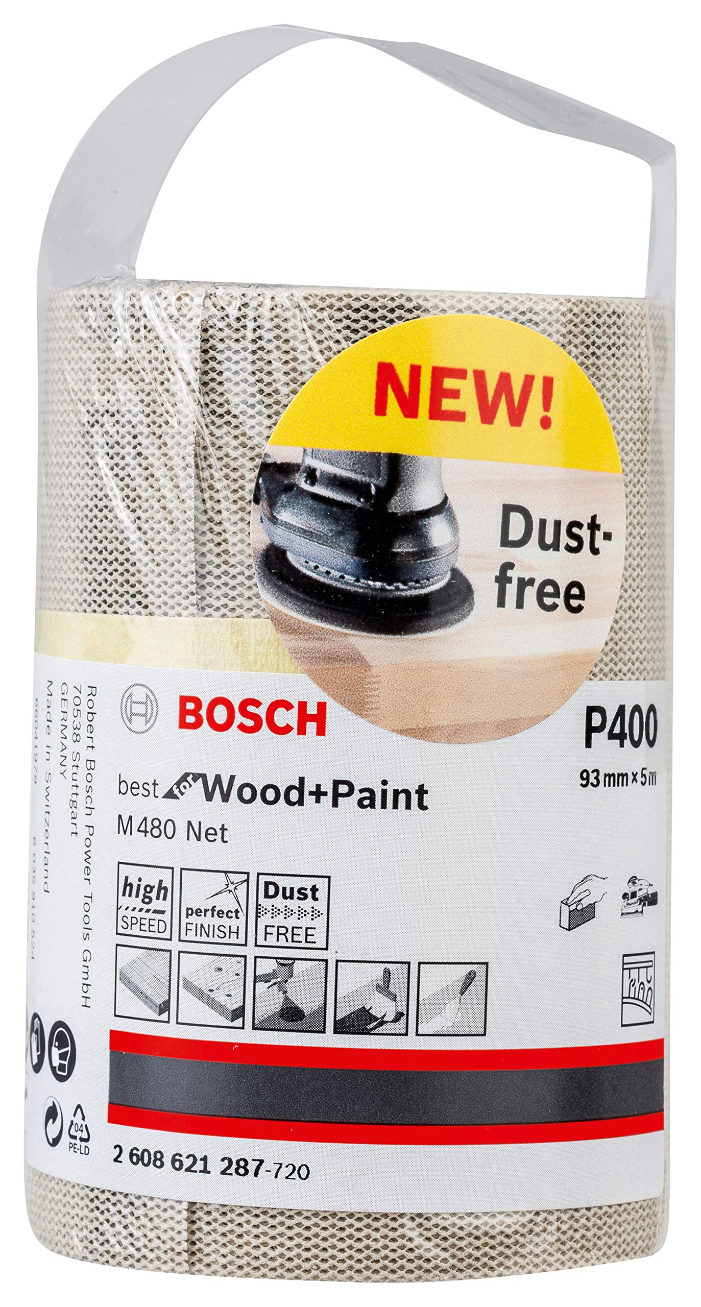 Bosch Professional Sanding Paper Roll M480 Best for Wood and Paint (Wood and Paint, 93 x 5000 mm, grit G400, Accessories for Hand Sanding)