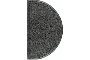 M+A Matting - 2246700633 2246 Waterhog Eco Grand Premier PET Polyester Fiber Half Oval Entrance Indoor/Outdoor Floor Mat, SBR Rubber Backing, 3.3' Length x 6' Width, 3/8" Thick, Black Smoke